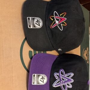 Isotopes 47 Fittited Medium Black and Purple Logo Caps Nwt